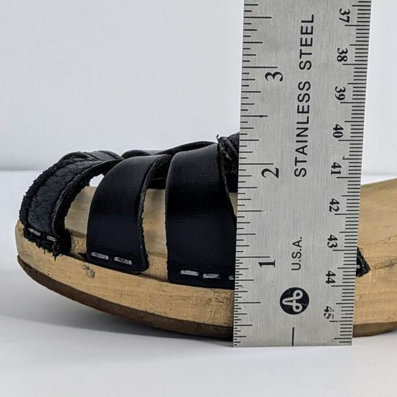 Swedish Hasbeens Shoes Cross Strap Debutant Womens EU 37 Black Leather Sandals - Picture 14 of 16